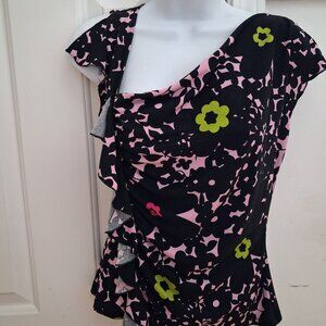 BCBG Paris Contemporary Floral Ruffle blouse